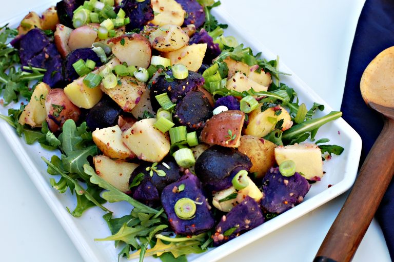 Rainbow Potato Arugula Salad